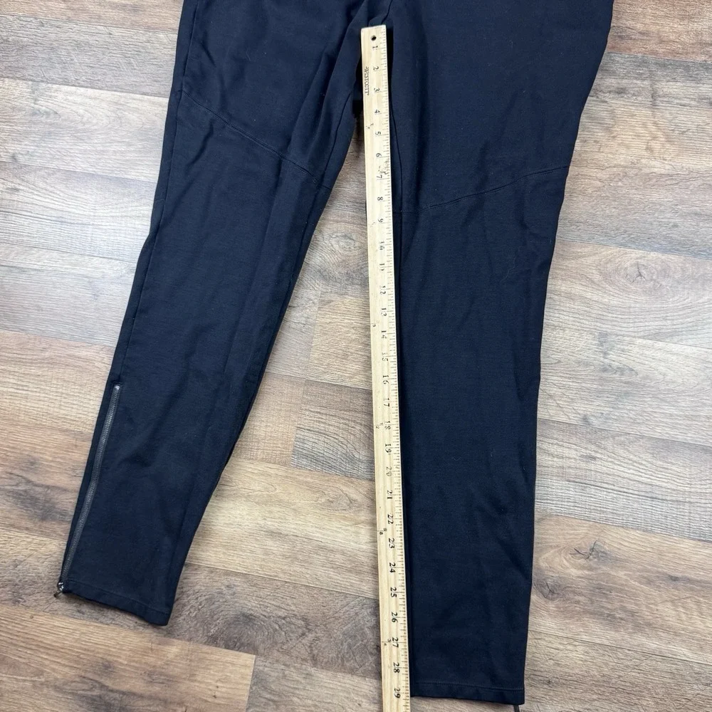 Eileen Fisher Pants Women Large Black Ponte Knit Ankle Zip Legging Stretch